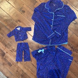 American Girl Girl’s pajamas and matching doll pajamas.